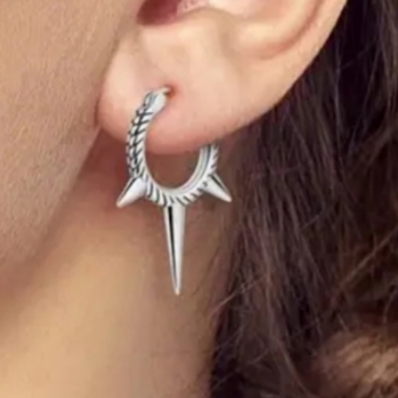 Jewelry - 925 Sterling Silver Snake Pattern Hoops